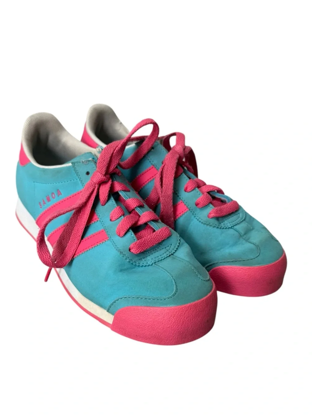 adidas Rita Ora + Samoa Turquoise Hot Pink Women's Low-Top Sneakers Size 6
